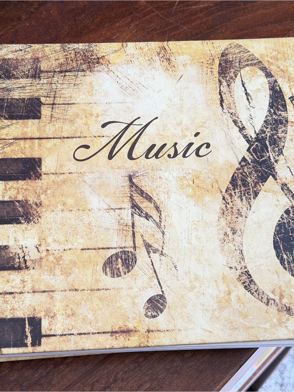 Vintage Music Wall Art Print in Beige and Black, composing book.